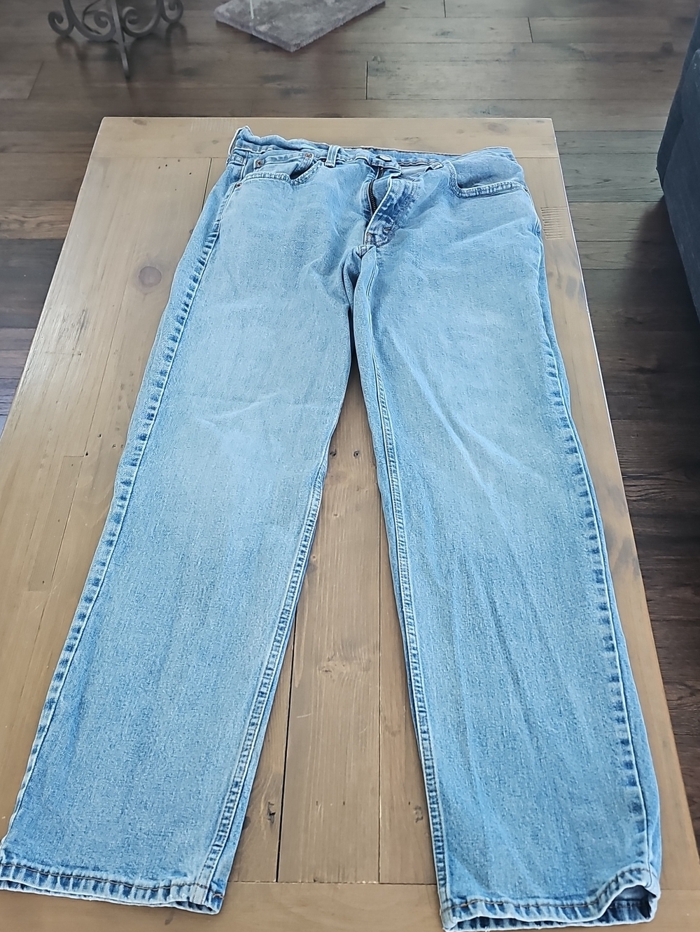 Levi's Vintage Light Wash Straight Jeans in Pale Blue